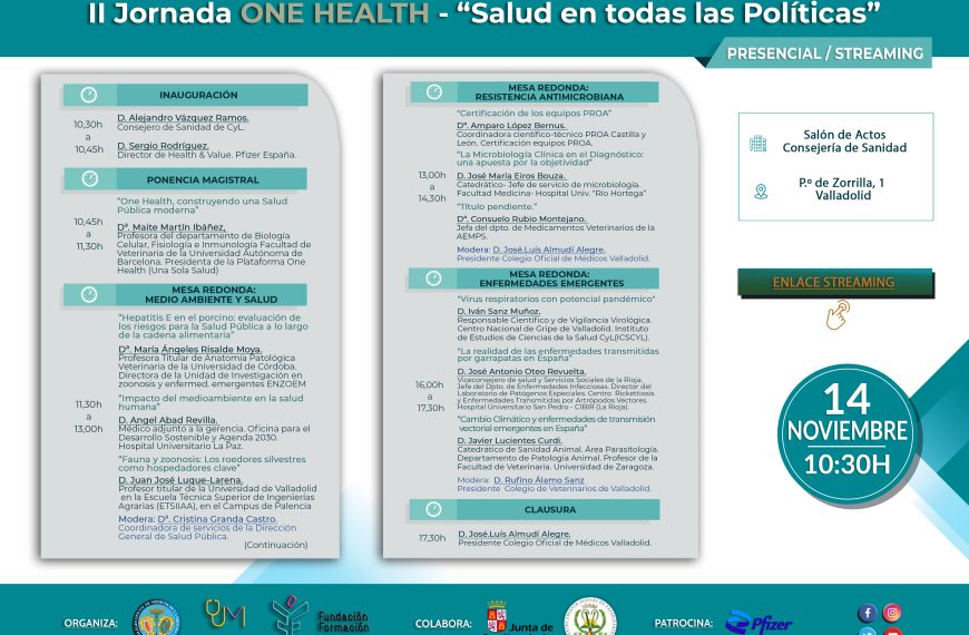 II Jornada ONE HEALTH “Salud en todas las Políticas” Martes 14 de noviembre