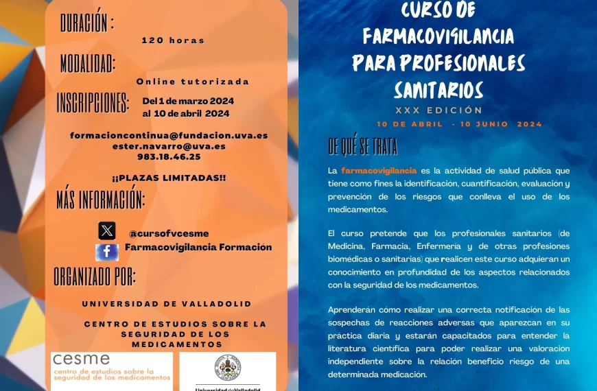 FARMACOVIGILANCIA ONLINE PARA PROFESIONALES SANITARIOS | XXX EDICIÓN